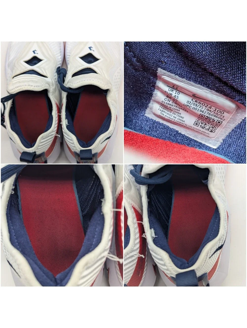 Mens Size 11 - Nike LeBron Soldier 14 USA White Red Basketball Shoes CK6024-100